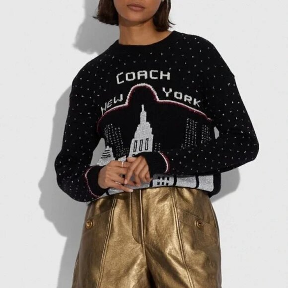 Coach 1941 Holiday Cityscape Intarsia Limited Edition Pullover Sweater Size M - Picture 9 of 17